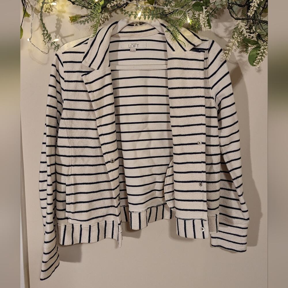 Ann Taylor loft workwear striped blazer jacket